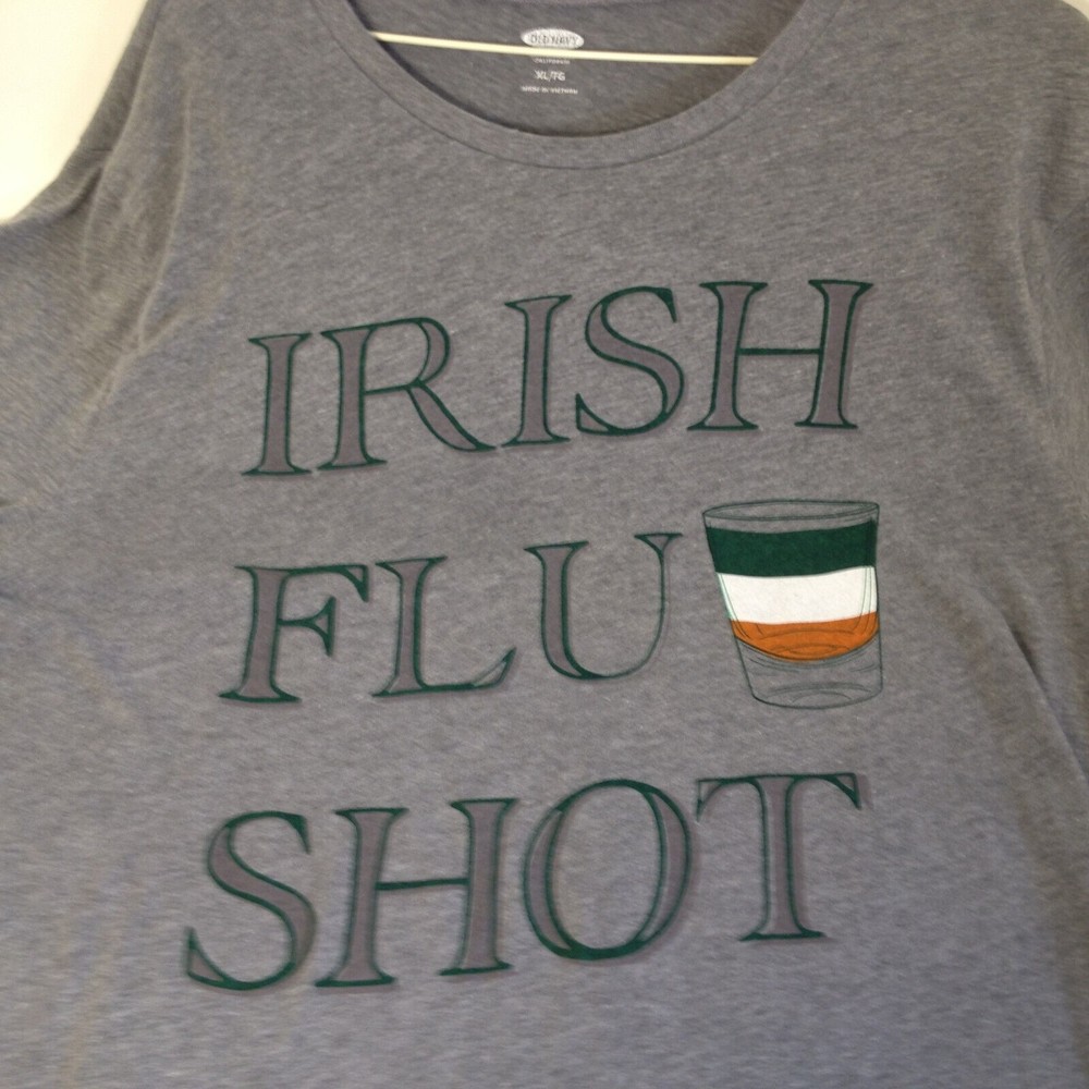 Irish Flu Shot Bar T-Shirt Gray Graphic Old Navy St. Patricks Day Size Adult XL